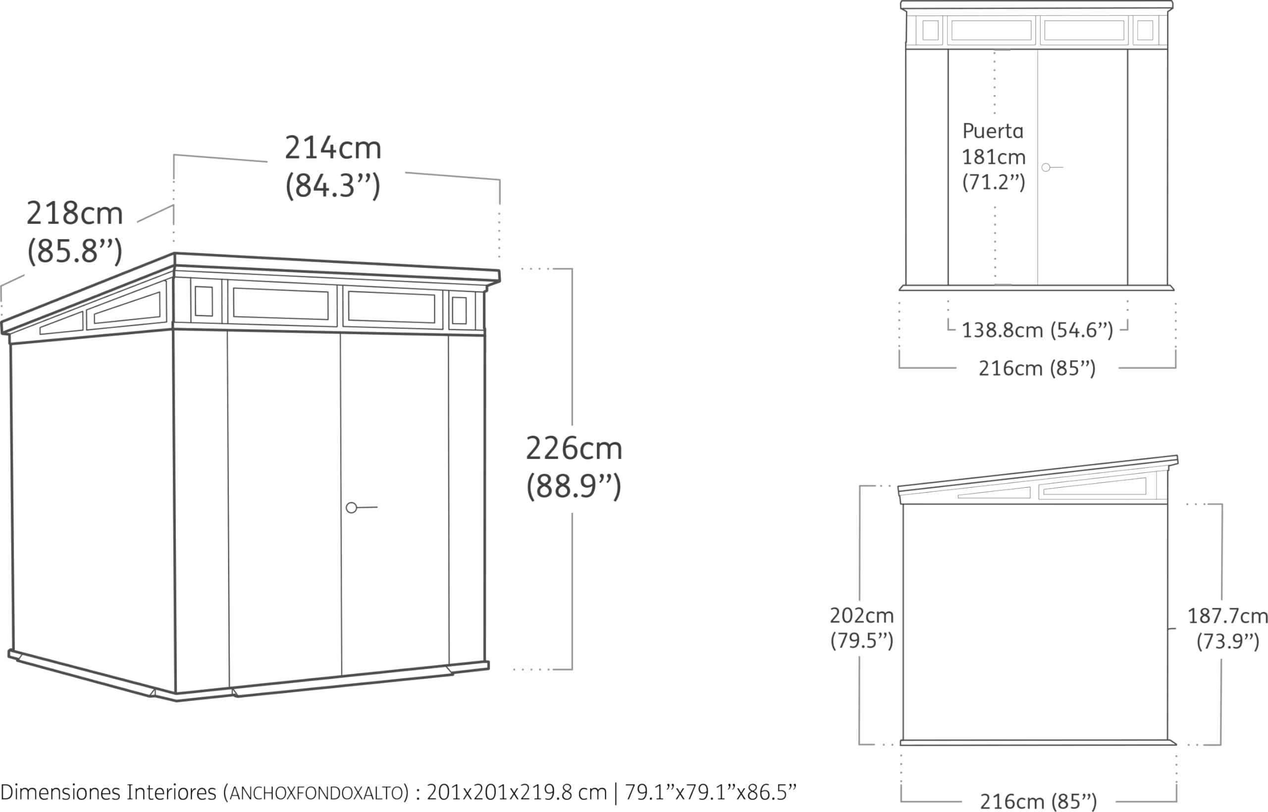 Keter Artisan Outdoor Pent Double Door Garden Storage Shed 7 x 7ft Grey Duotech+ Wood look and feel, Fade Free, All Weather Resistant, Safe and Secure, Zero Maintenance