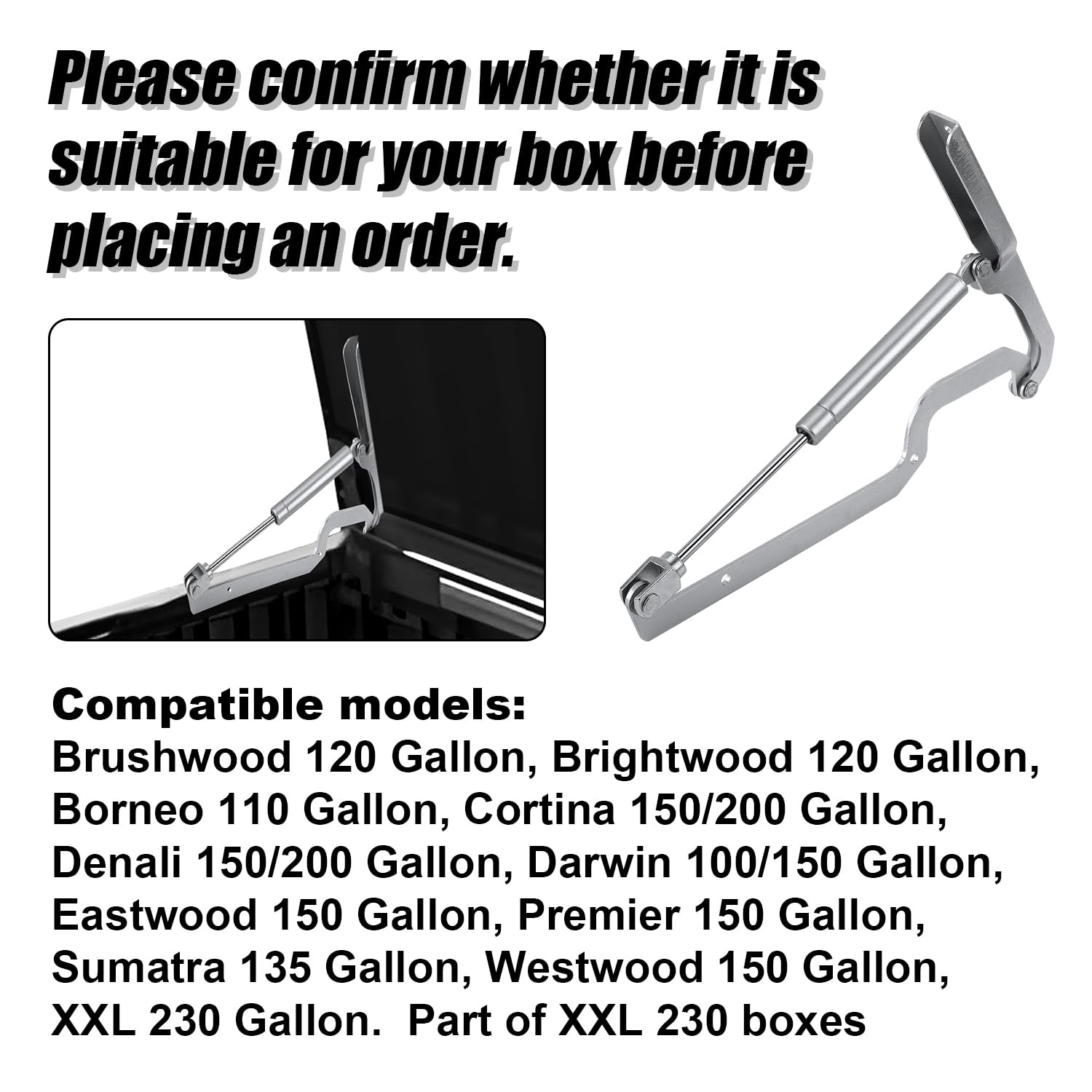 2pcs Lid Piston Shock Hinge Support Gas Strut for Keter Large Deck Boxes, SOP Replacement Part