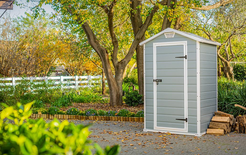 Keter Manor Outdoor Garden Storage Shed, Grey, 4 x 3 ft