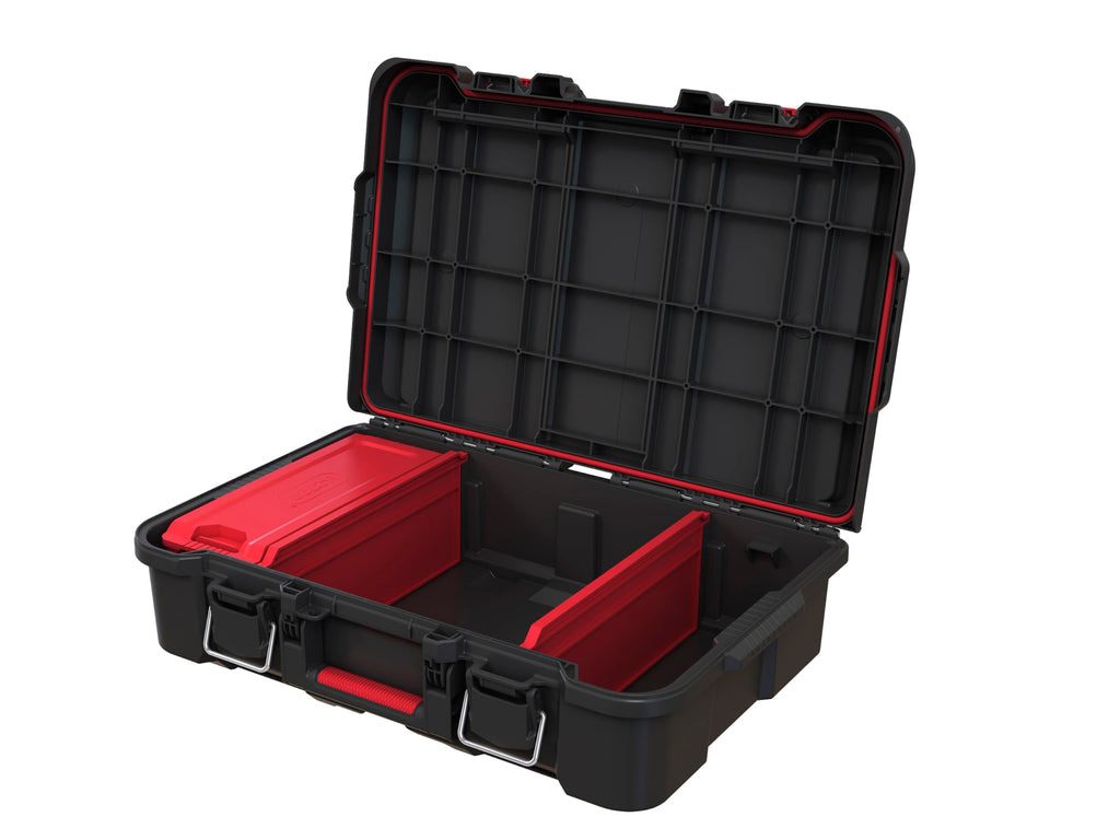 Keter Stack n' Roll Modular DIY Power Tool Storage Case, Stackable, Lightweight, Durable, Water Resistant, Black