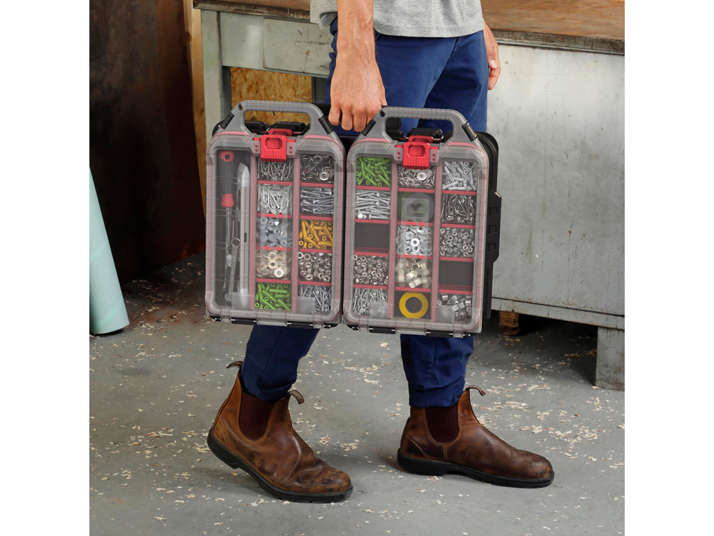 Keter Stack n' Roll Modular DIY Half Organiser, Removable Bins, Stackable, Lightweight, Durable, Water Resistant, Black