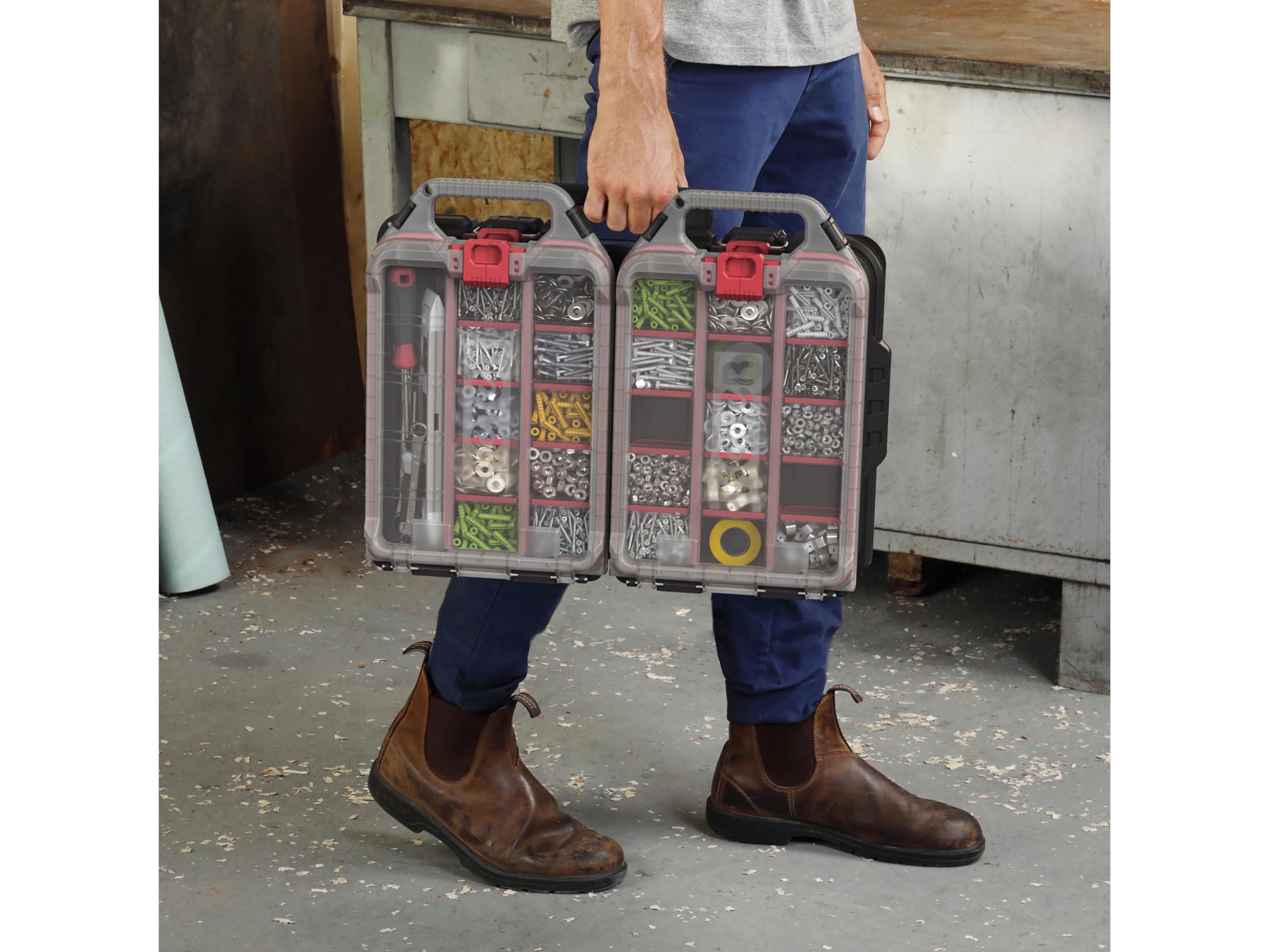 Keter Stack n' Roll Modular DIY Half Organiser, Removable Bins, Stackable, Lightweight, Durable, Water Resistant, Black