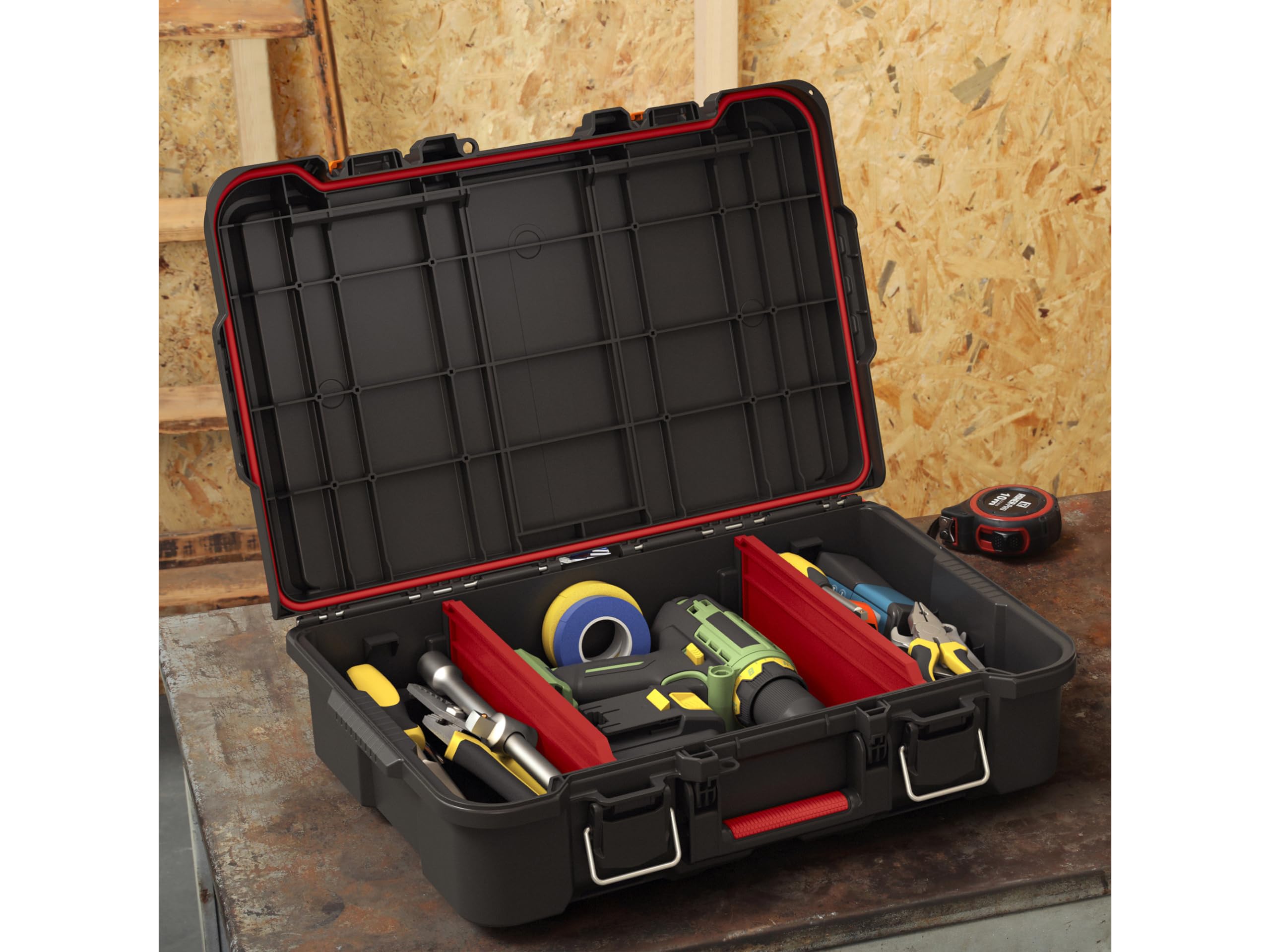 Keter Stack n' Roll Modular DIY Power Tool Storage Case, Stackable, Lightweight, Durable, Water Resistant, Black