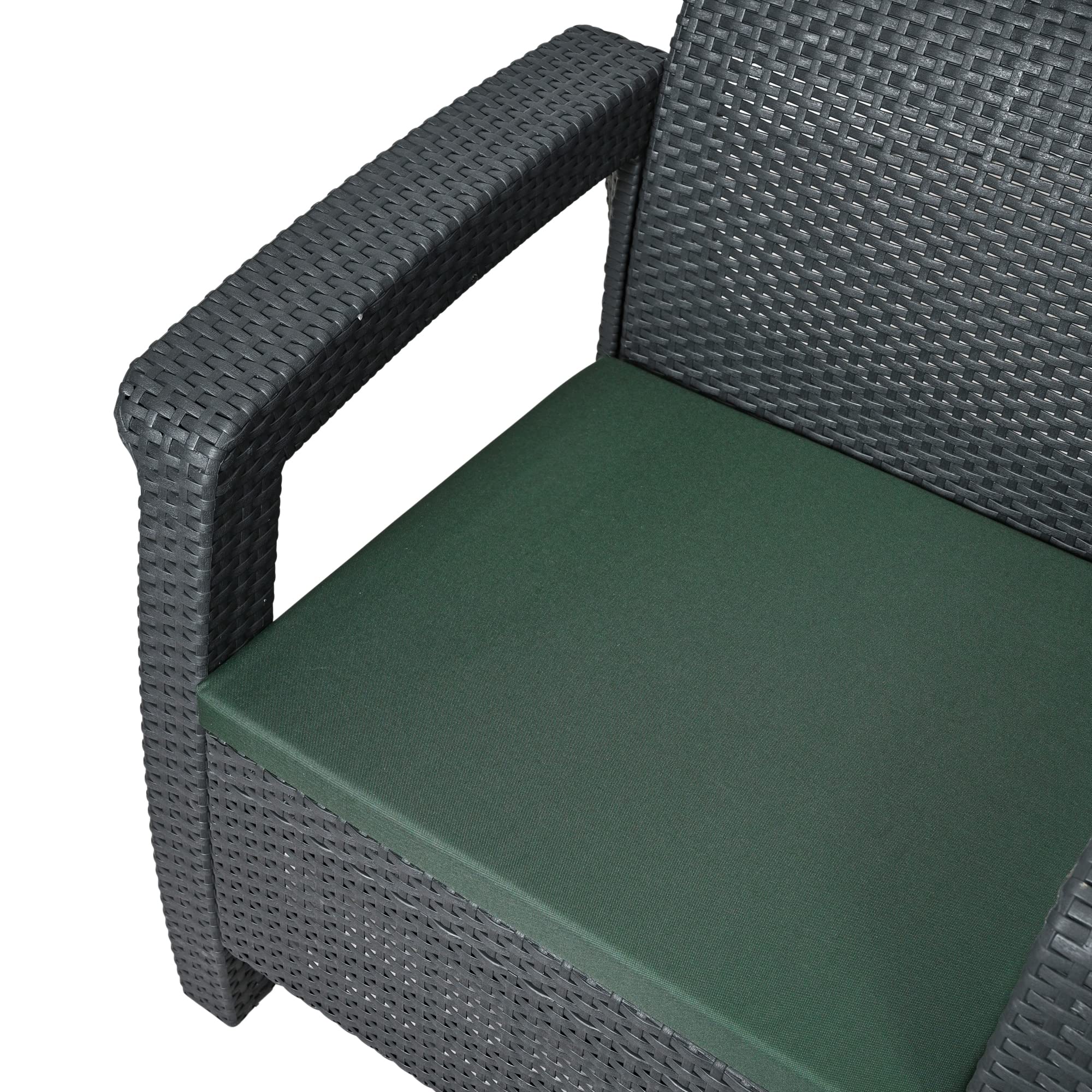 Waterproof Chair Cushion For Rattan Furniture - Outdoors Seat Pads Cushion Pad For Keter CORFU - 54x50x4cm - Removable Cover, Water Resistant Material, Foam - Garden Patio Coffee Shop - Dark Green