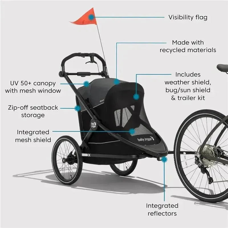 Baby Jogger - City Prix™ Jogger X Bike Trailer, Ambition Black