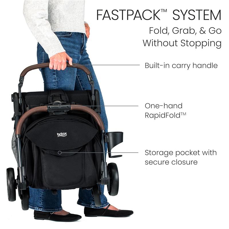 Britax - Juniper Compact On-The-Go Stroller, Raven Black