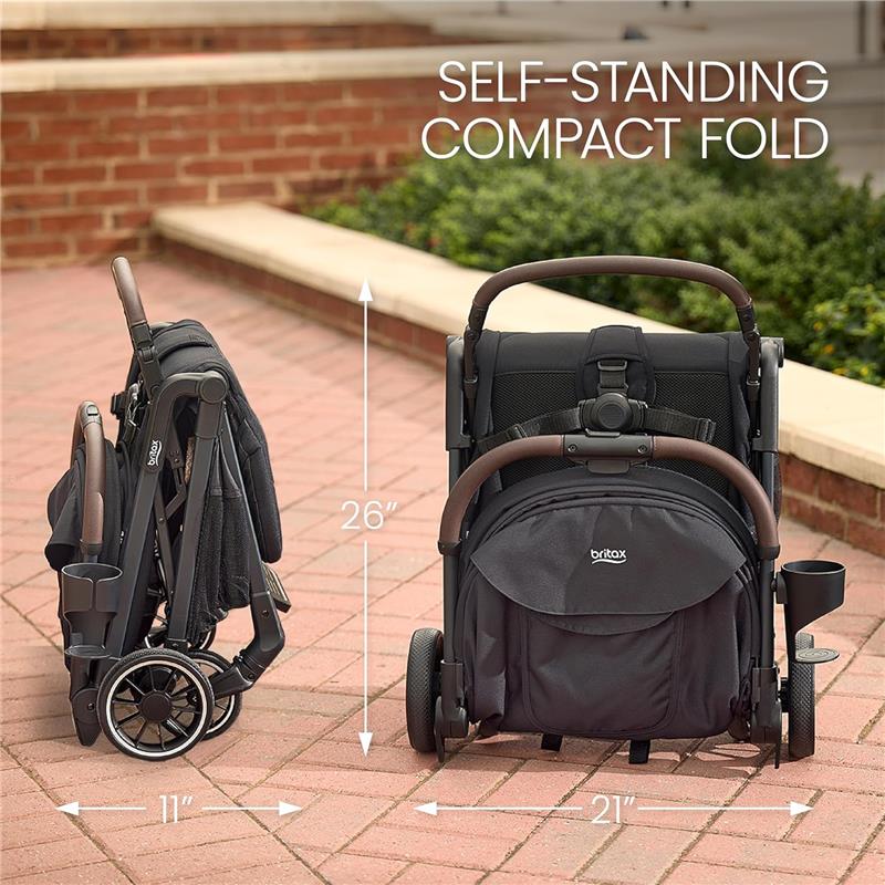 Britax - Juniper Compact On-The-Go Stroller, Raven Black