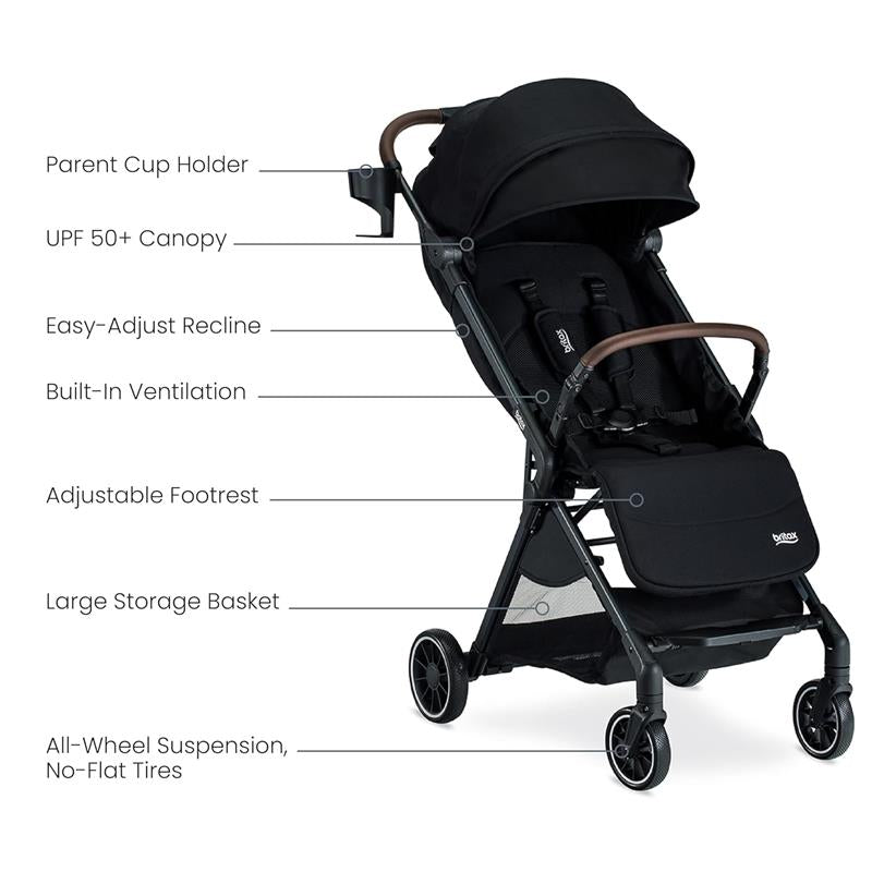 Britax - Juniper Compact On-The-Go Stroller, Raven Black