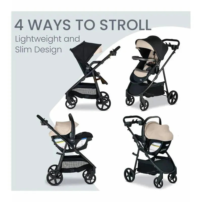 Britax Willow Brook S + Travel System with Alpine Anti-Rebound Base - Sand Onyx