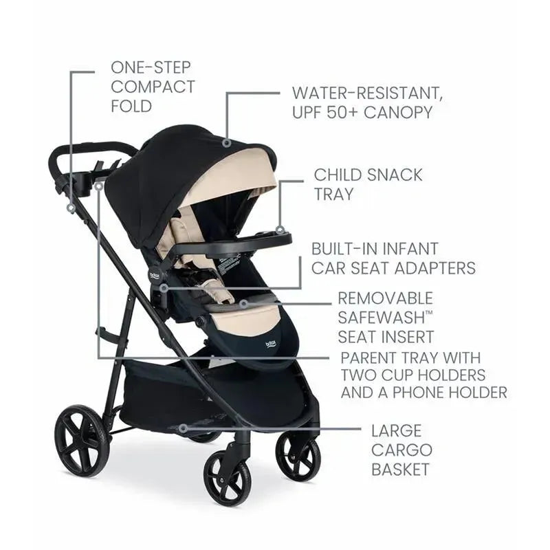 Britax Willow Brook S + Travel System with Alpine Anti-Rebound Base - Sand Onyx