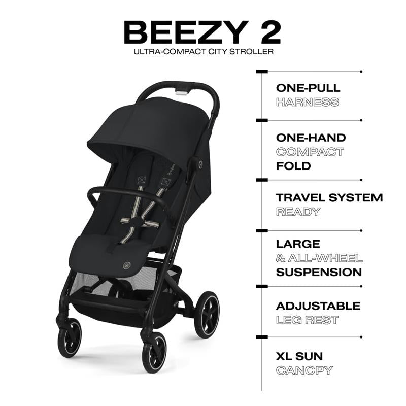CYBEX - Beezy 2 Compact and Lightweight Travel Stroller, Magic Black