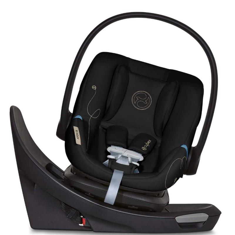 Cybex - EOS 5-in-1 Travel System Stroller + Lightweight Aton G Swivel Infant Car Seat, Moon Black, Silver Frame