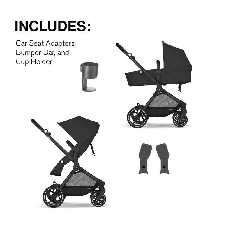 Cybex - EOS Travel System, Stroller + Aton G Infant Car Seat Moon Black (Silver Frame)