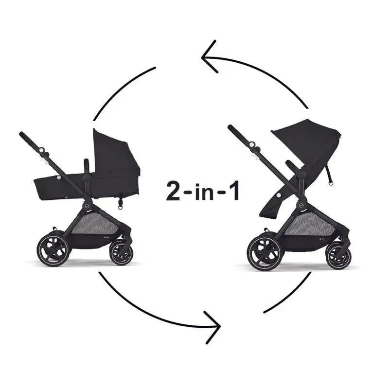 Cybex - EOS Travel System, Stroller + Aton G Infant Car Seat Moon Black (Silver Frame)