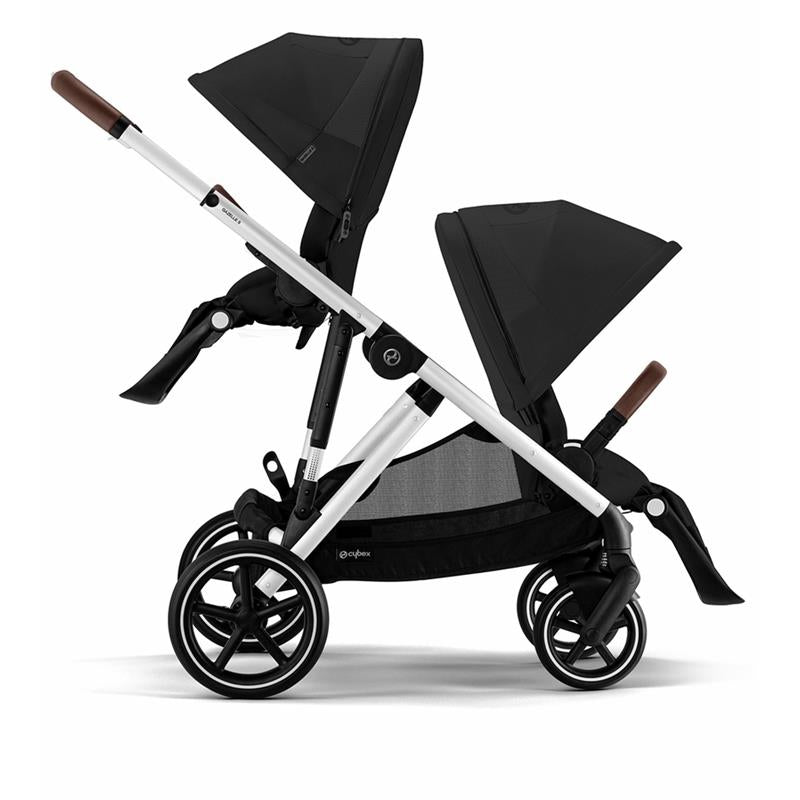 Cybex - Gazelle S 2 Double Stroller Bundle, Moon Black/Silver Frame