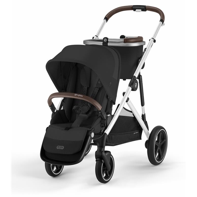 Cybex - Gazelle S 2 Double Stroller Bundle, Moon Black/Silver Frame