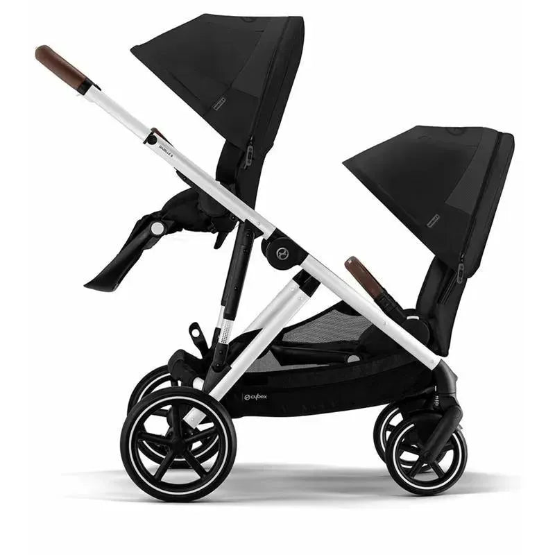 Cybex - Gazelle S 2 Double Stroller Bundle, Moon Black/Silver Frame