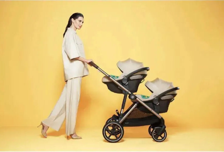 Cybex - Gazelle S 2 Double Stroller Bundle, Moon Black/Silver Frame