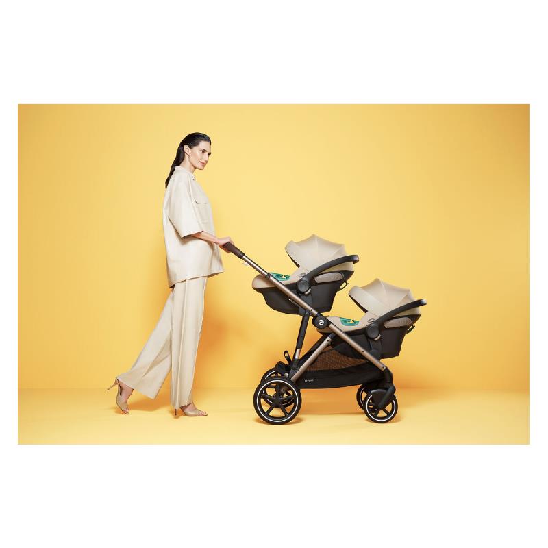 Cybex - Gazelle S 2 Double Stroller Bundle, Ocean Blue/Silver Frame