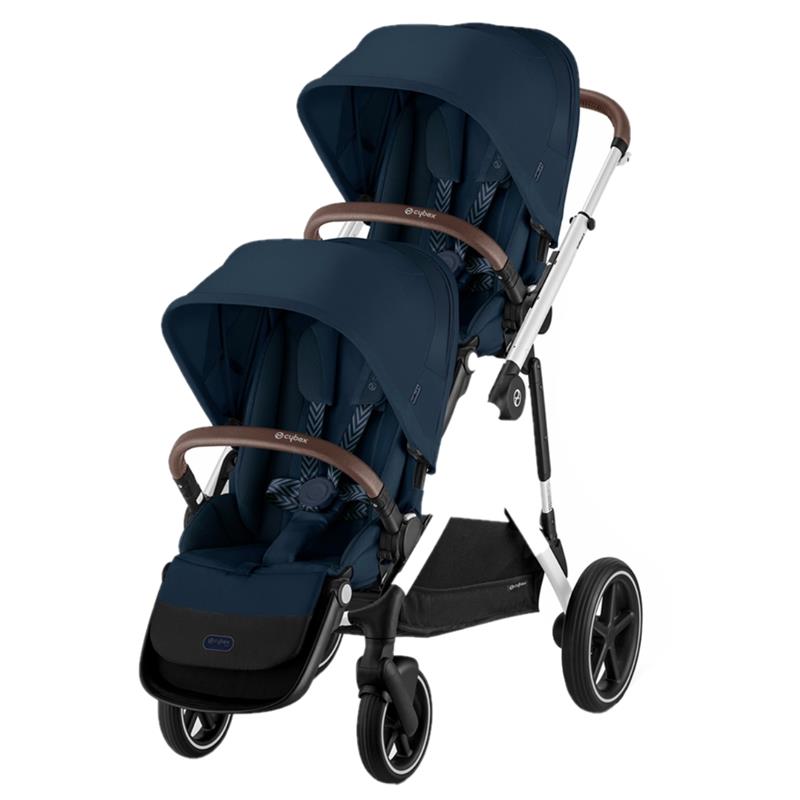 Cybex - Gazelle S 2 Double Stroller Bundle, Ocean Blue/Silver Frame