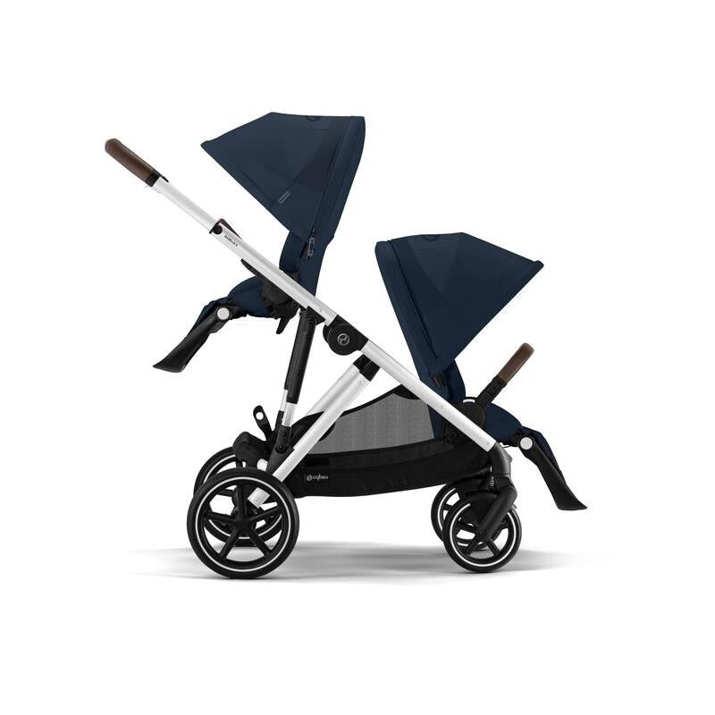 Cybex - Gazelle S 2 Double Stroller Bundle, Ocean Blue/Silver Frame