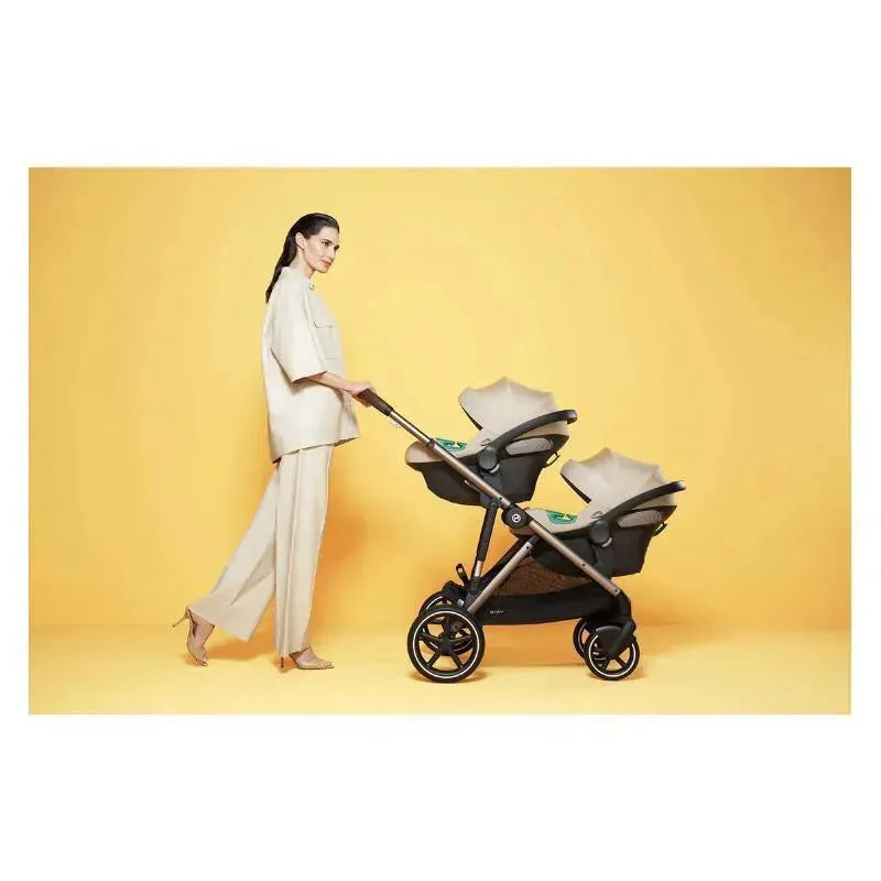 Cybex - Gazelle S 2 Double Stroller Bundle, Ocean Blue/Silver Frame