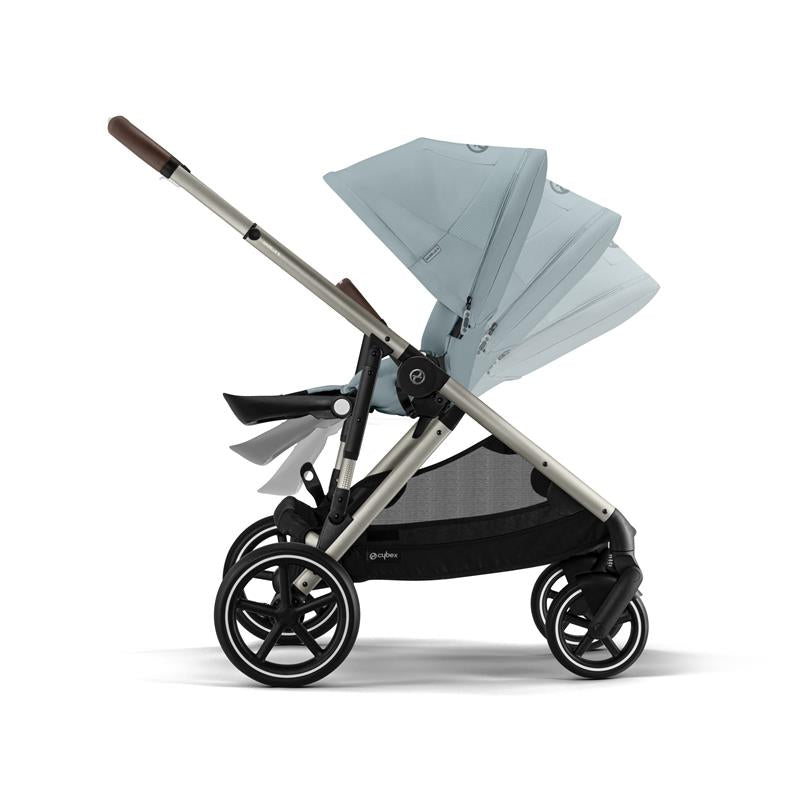 Cybex - Gazelle S 2 Double Stroller Bundle, Sky Blue/Silver Frame