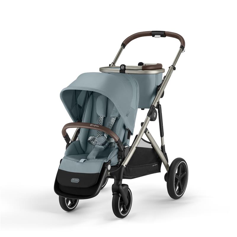Cybex - Gazelle S 2 Double Stroller Bundle, Sky Blue/Silver Frame