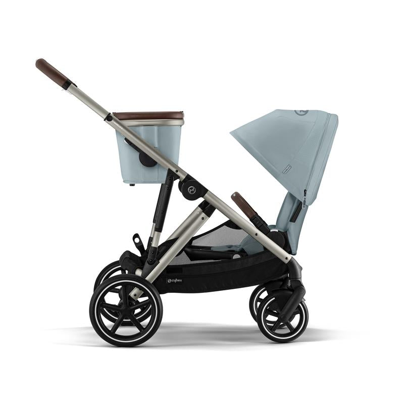 Cybex - Gazelle S 2 Double Stroller Bundle, Sky Blue/Silver Frame
