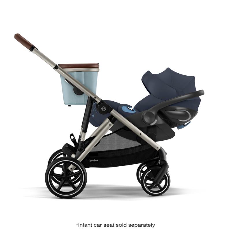 Cybex - Gazelle S 2 Double Stroller Bundle, Sky Blue/Silver Frame