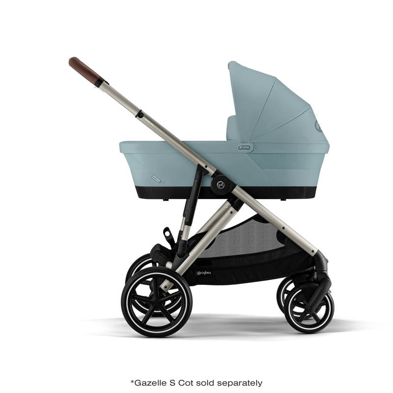 Cybex - Gazelle S 2 Double Stroller Bundle, Sky Blue/Silver Frame