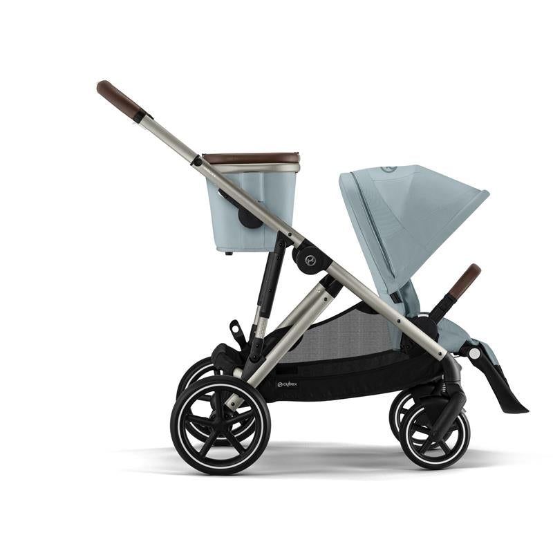 Cybex - Gazelle S 2 Double Stroller Bundle, Sky Blue/Silver Frame