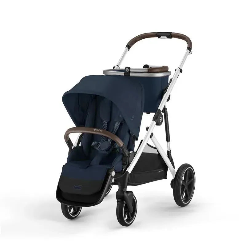 Cybex - Gazelle S 2 Single-to-Double Stroller, Silver Frame/Ocean Blue