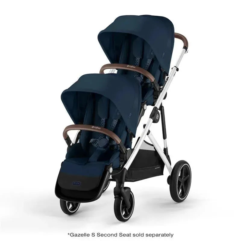 Cybex - Gazelle S 2 Single-to-Double Stroller, Silver Frame/Ocean Blue