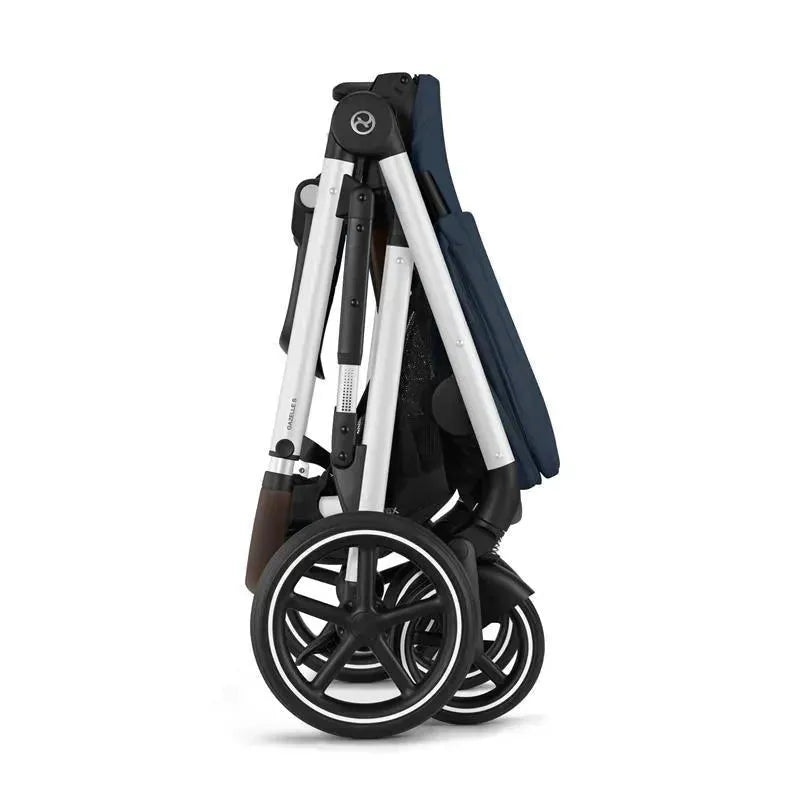 Cybex - Gazelle S 2 Single-to-Double Stroller, Silver Frame/Ocean Blue