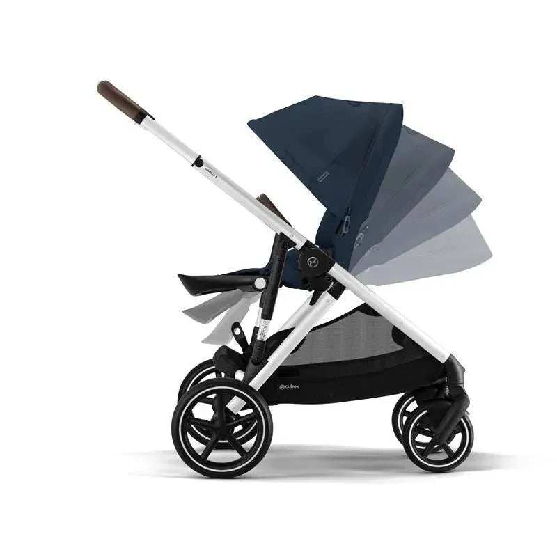 Cybex - Gazelle S 2 Single-to-Double Stroller, Silver Frame/Ocean Blue