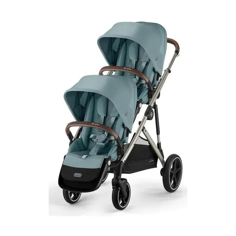 Cybex - Gazelle S 2 Double Stroller Bundle, Sky Blue/Silver Frame