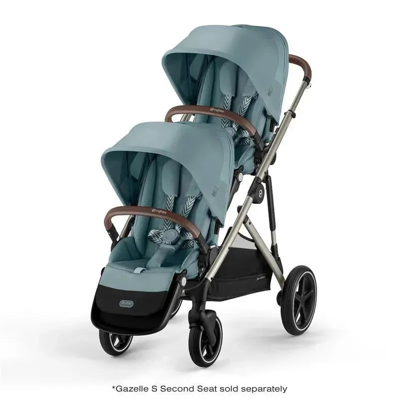 Cybex - Gazelle S 2 Double Stroller Bundle, Sky Blue/Silver Frame