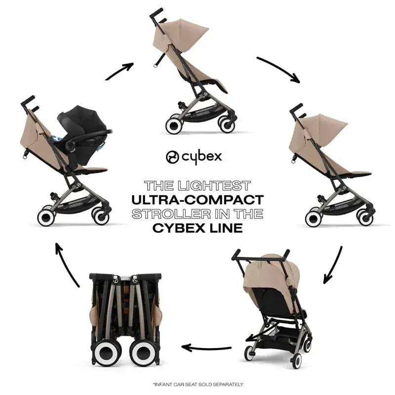 Cybex - Libelle Lightweight Travel Baby Stroller with Ultra Compact Carry On Fold, Almond Beige