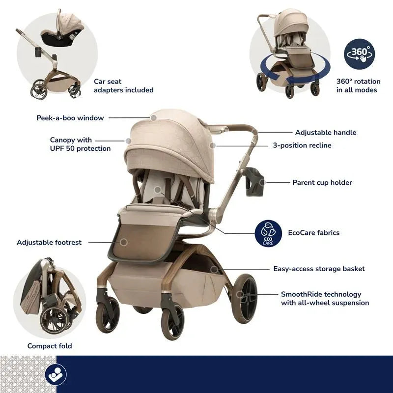 Maxi-Cosi - Tana 360 Rotating Modular Stroller Kindred Collection, Natural Heritage