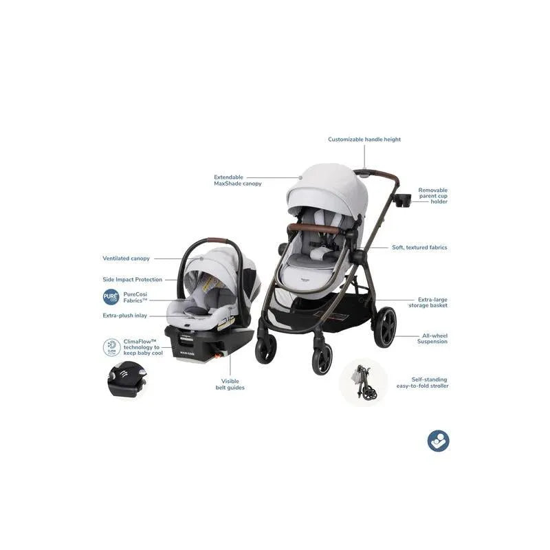 Maxi-Cosi - Zelia Luxe + Travel System, Arctic Frost