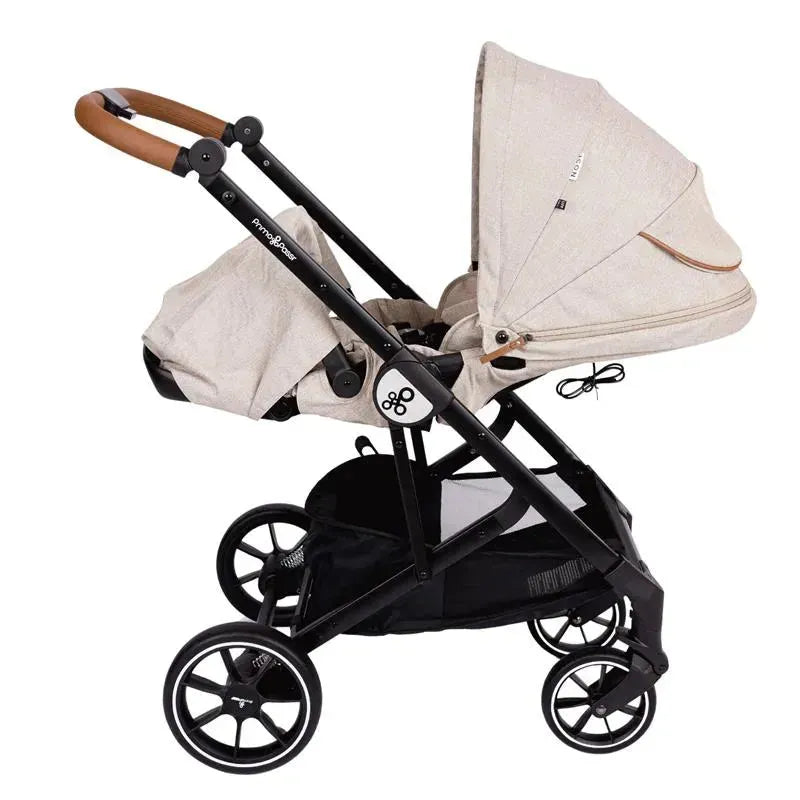 Primo Passi - Icon V2 Stroller, Newborn to Toddler with Reversible Seat & Compact Fold, Beige Melange