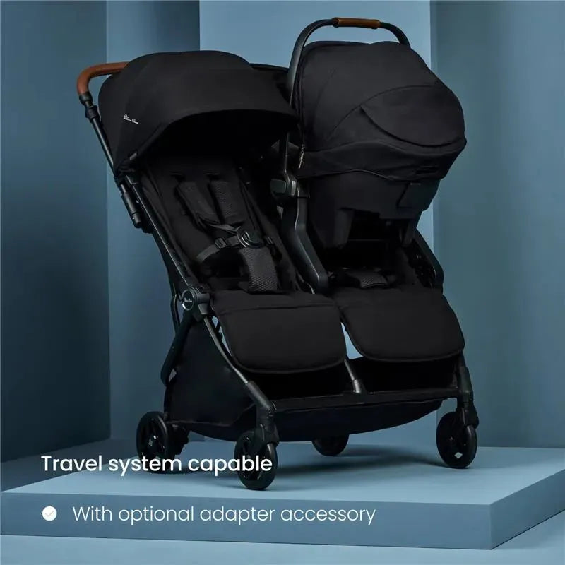 Silver Cross - Jet Lightweight Double Stroller Black