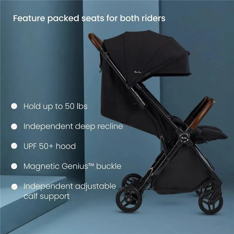 Silver Cross - Jet Lightweight Double Stroller Black