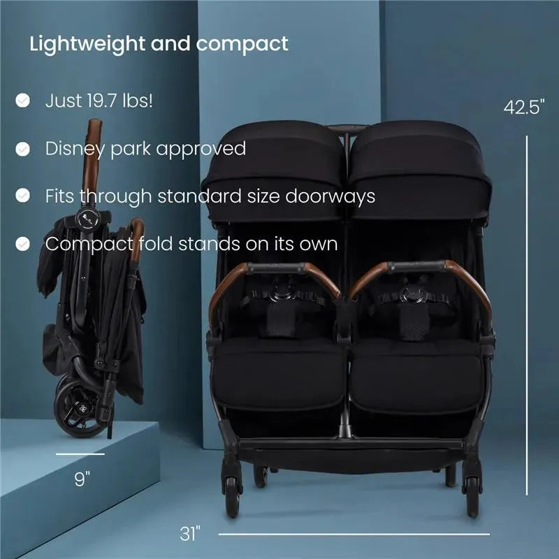 Silver Cross - Jet Lightweight Double Stroller Black