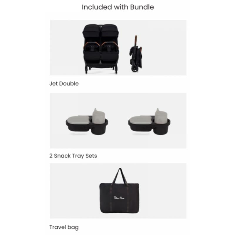 Silver Cross - Jet Lightweight Double Stroller + Essentials Bundle, Black