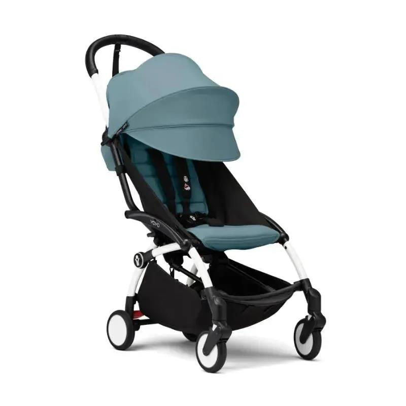 Stokke - Yoyo° Stroller Bundle, Black And White Frame | Aqua 6+ Color Pack | Aqua Newborn Pack