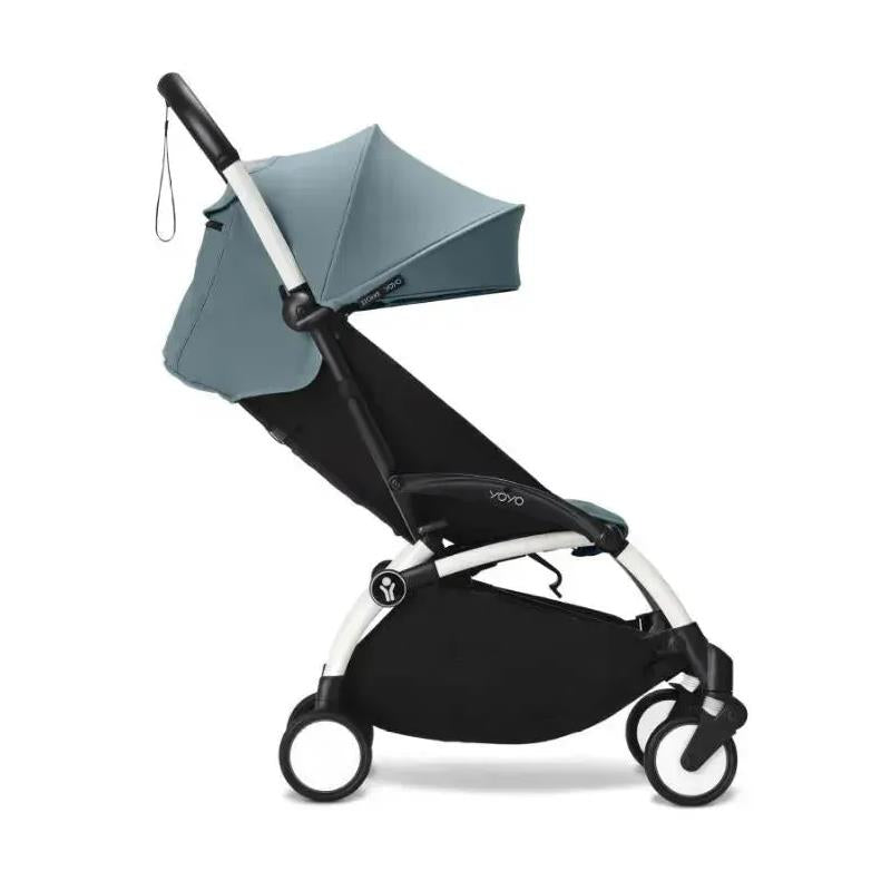 Stokke - Yoyo° Stroller Bundle, Black And White Frame | Aqua 6+ Color Pack | Aqua Newborn Pack