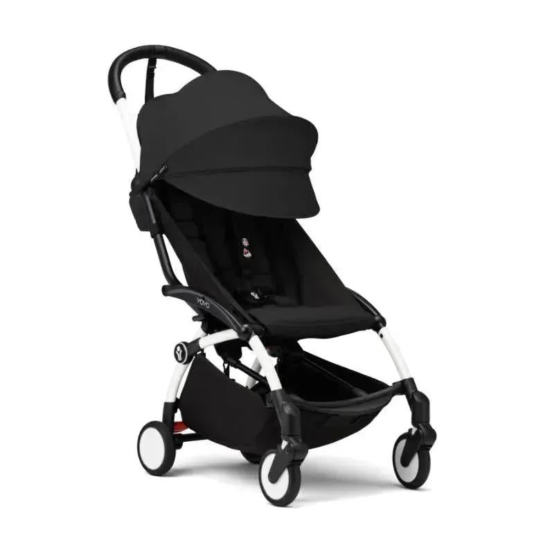Stokke - Yoyo³ Stroller Bundle, Black And White Frame | Black 6+ Color Pack | Black Newborn Pack