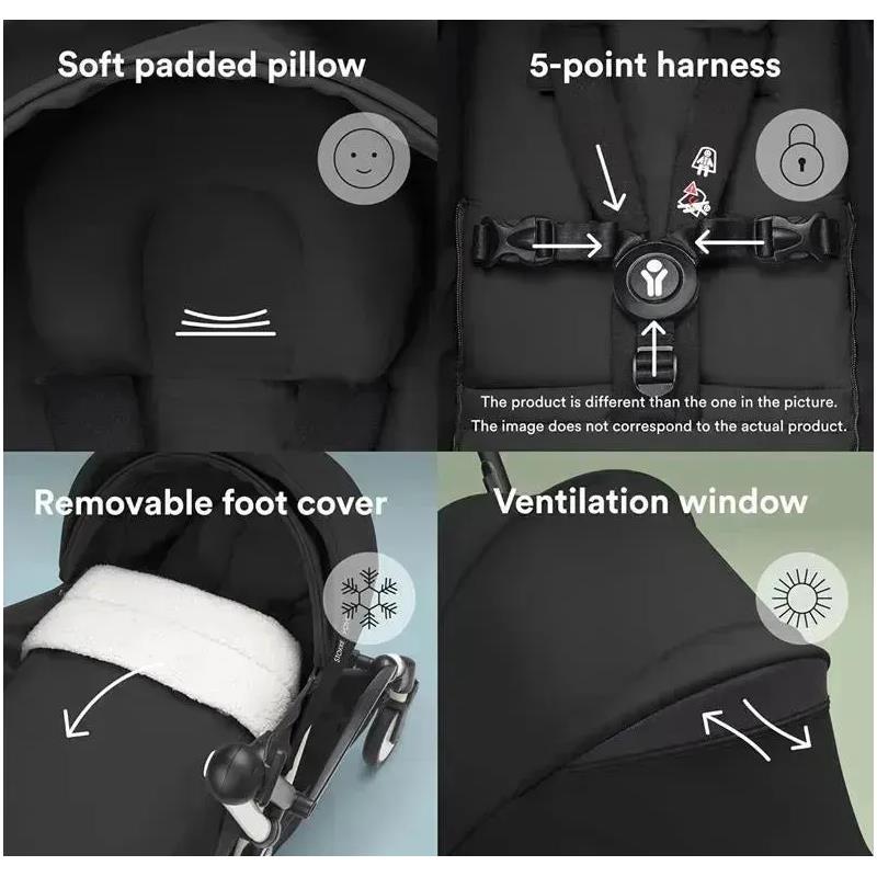 Stokke - Yoyo³ Stroller Bundle, Black And White Frame | Black 6+ Color Pack | Black Newborn Pack